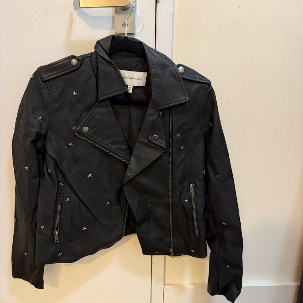 cupcakes & cashmere Black Star-Studded Leather Jacket